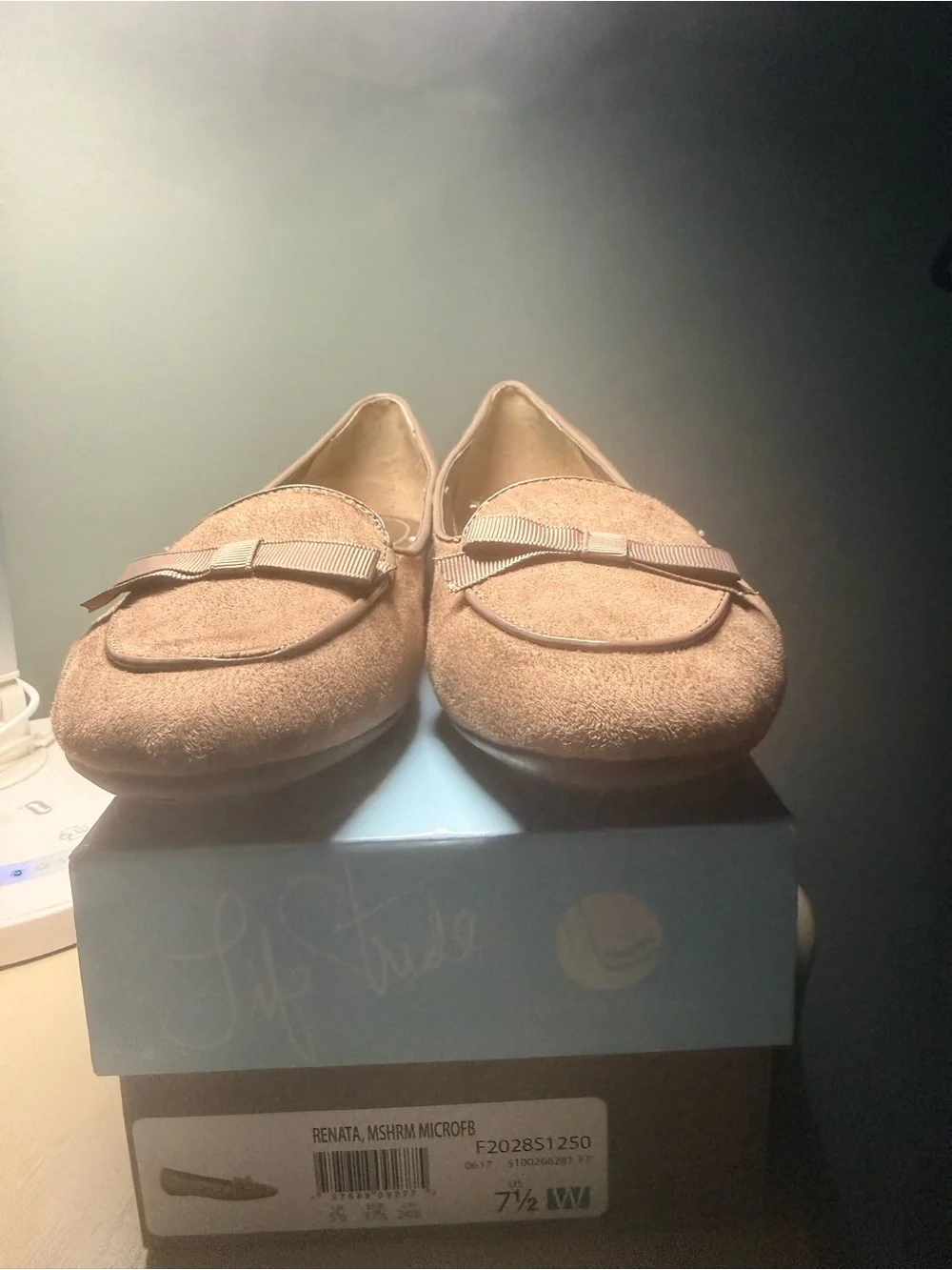 LifeStride Women's Suede Bow Loafers in Light Brown